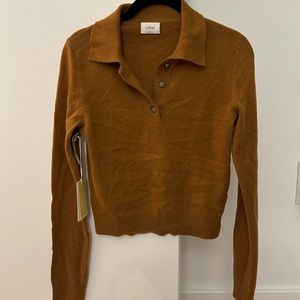 NWT Aritizia 100% cashmere long sleeve polo